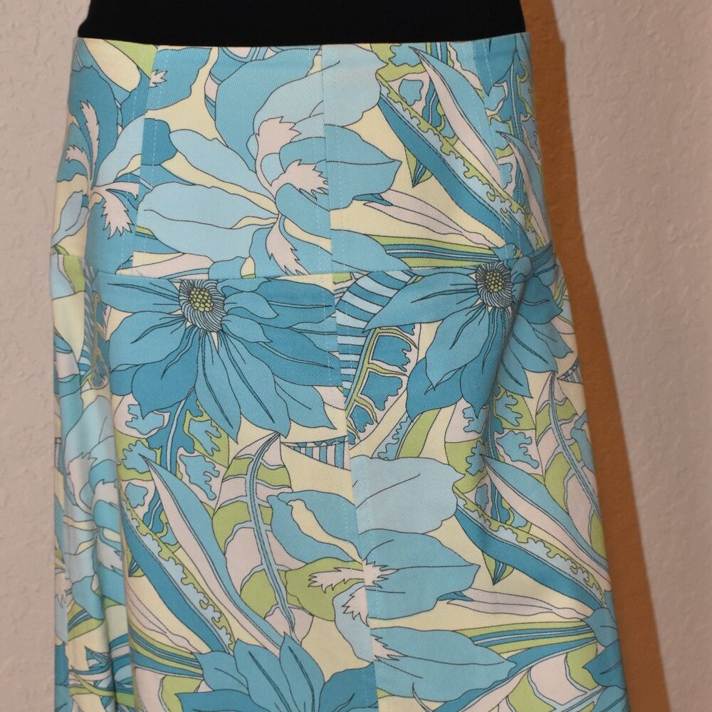 Unique Italian Blue and green floral print Skirt by Pamela US 10